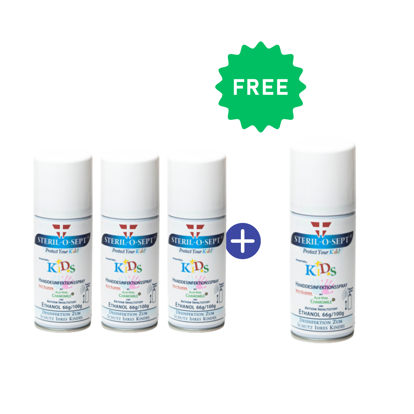 STERIL-O-SEPT Kids Premium Disinfection Spray - AEROSOL 100ml (Pack of 3+1 GRATIS)