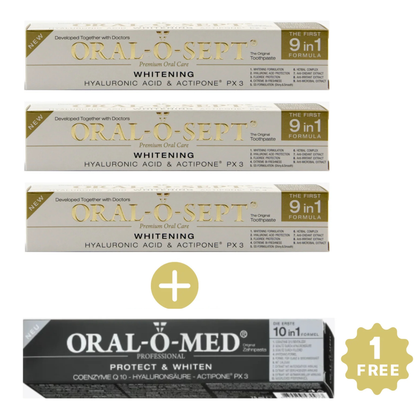 ORAL-O-SEPT Premium Toothpaste WHITENING The Original (Pack of 3+1 GRATIS)