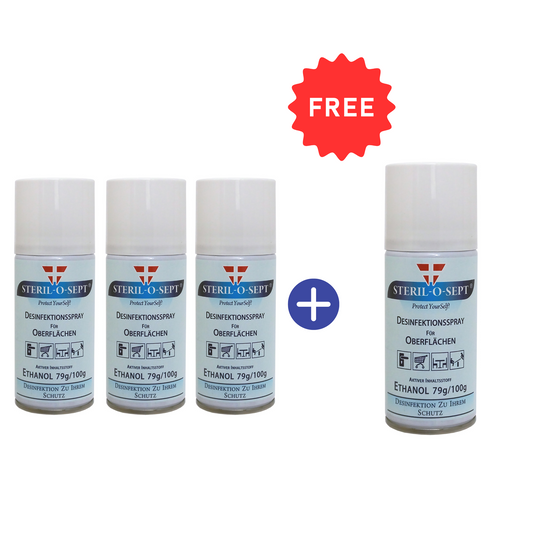 STERIL-O-SEPT Premium Disinfection Spray for Surfaces - AEROSOL 150ml (Pack of 3+1 GRATIS)