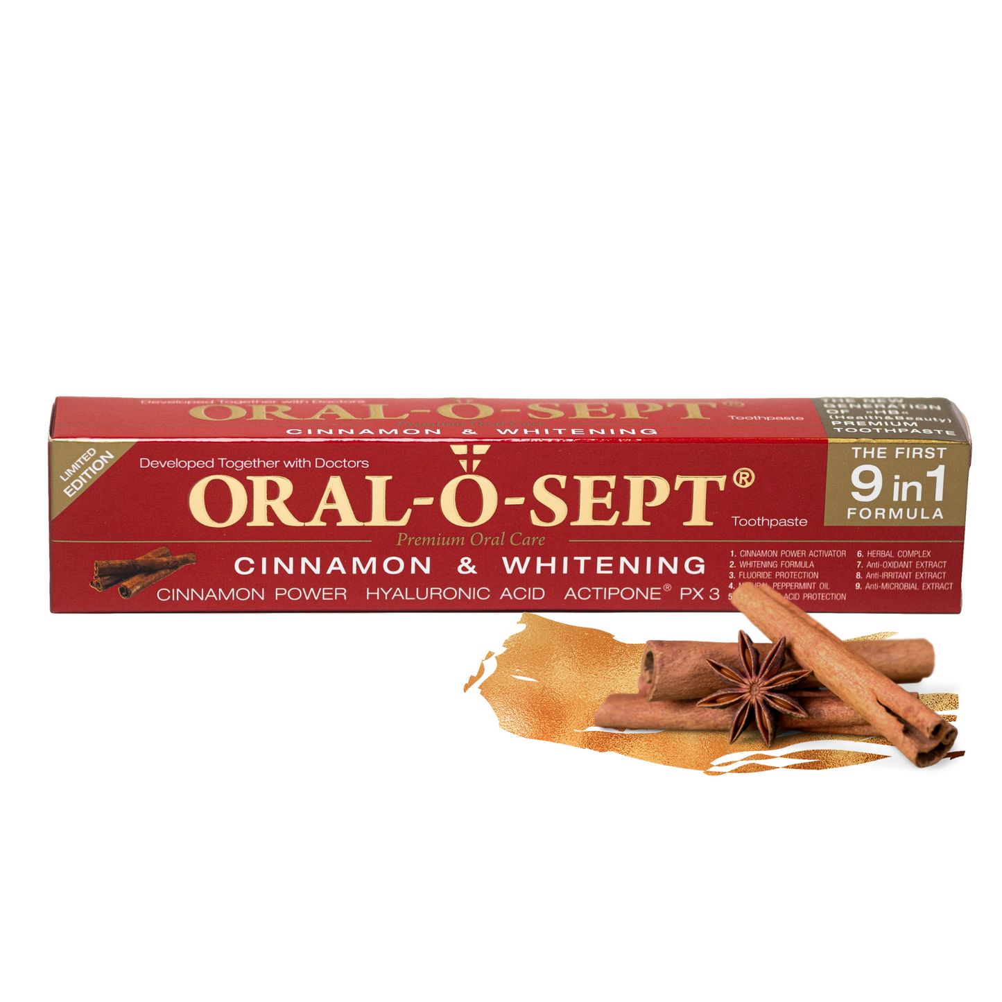 <tc>ORAL-O-SEPT zobna pasta CINNAMON & WHITENING</tc>